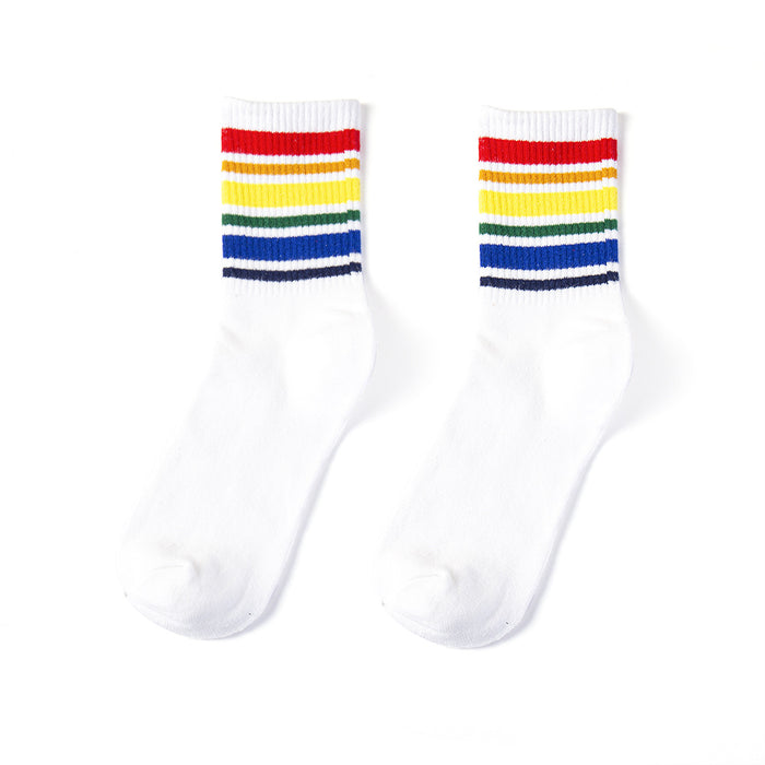 Wholesale Fashion Striped Socks LGBT Casual Sports Tube Socks Couple Socks JDC-SK-ZuoF001