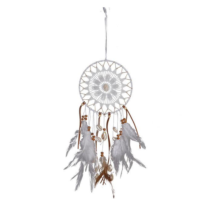 Wholesale Shell Flower Iron Ring Feather Weave Dreamcatcher MOQ≥2 JDC-DC-MengS025