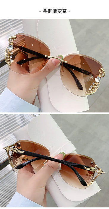 Wholesale rimless cut edge women UV protection diamond sunglasses JDC-SG-ZhanH005