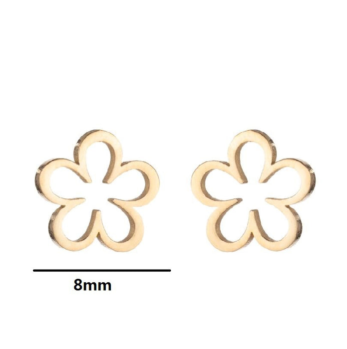 Wholesale Titanium Steel Hollow Flower Earrings JDC-ES-SS012