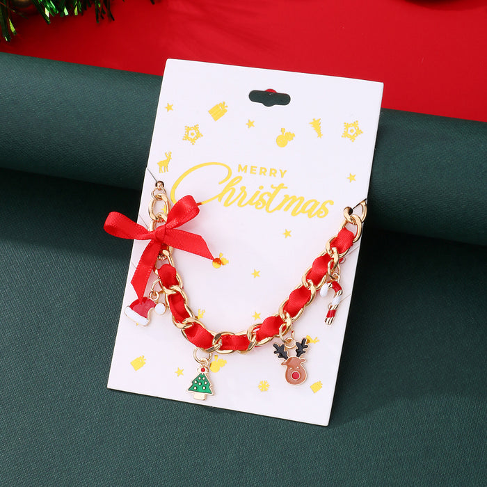 Wholesale Bracelet Alloy Enamel Christmas Hat Christmas Tree Cane MOQ≥2 JDC-BT-HanP005