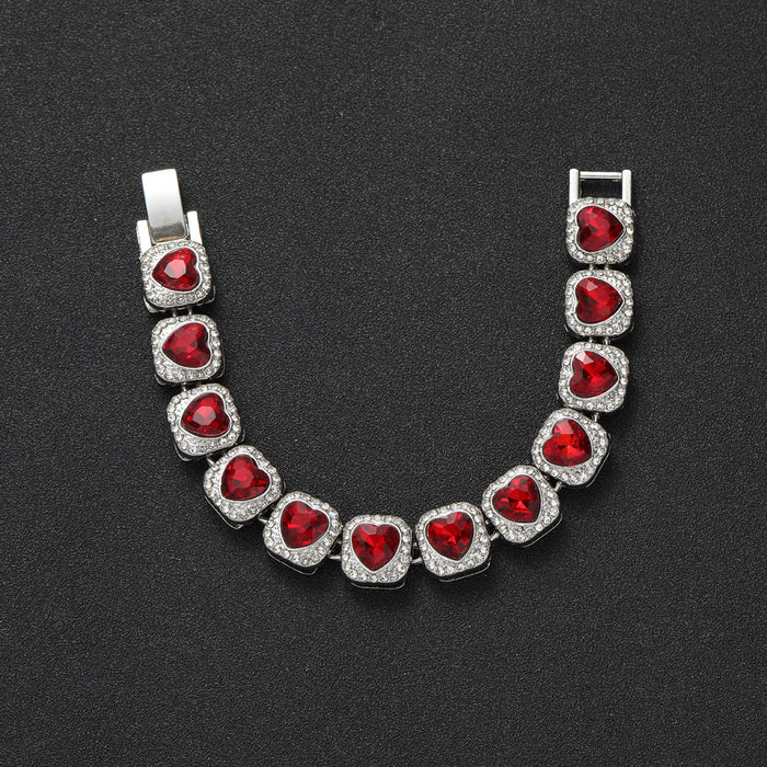 Collier de diamant complet en forme de coeur rouge en gros jdc-ne-shous002