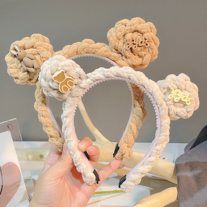 Wholesale toothed non-slip knitted crocheted wool face wash headband mask mask headband JDC-HD-Lyuan001
