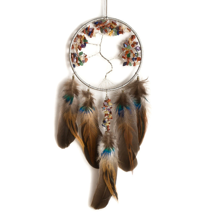 Wholesale Colorful Crystal Stone Life Tree Feather Dreamcatcher MOQ≥2 JDC-DC-MYing002