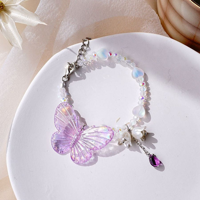 Wholesale Bracelet Alloy Flower Butterfly Element Crystal Bracelet MOQ≥2 JDC-BT-YXiang007