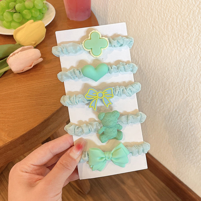 Wholesale Kids Rubber Band Acrylic Candy Color Cloth Hair Scrunchies Set JDC-HS-XiY012