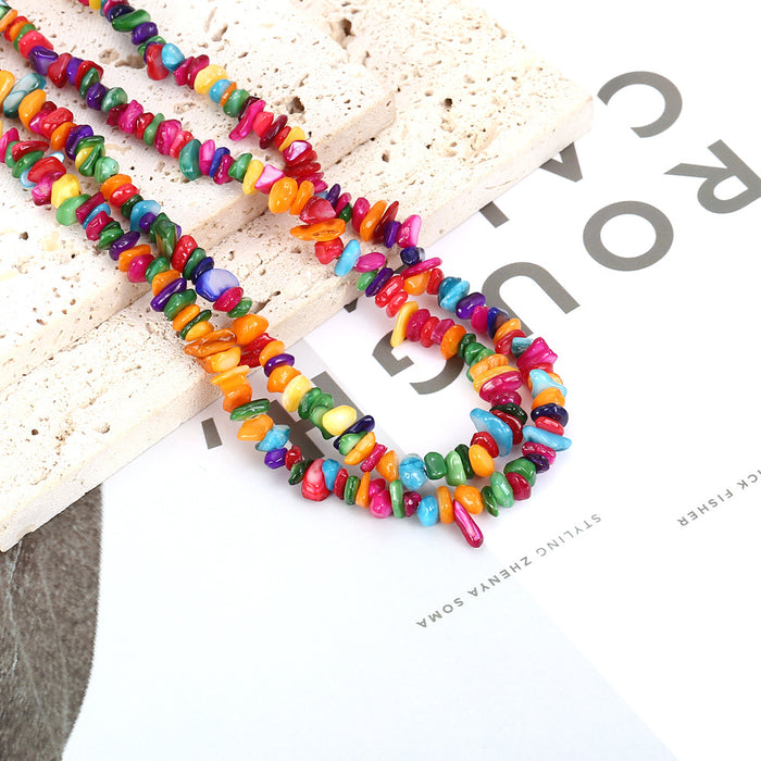 Wholesale Bohemian Resort Style Double Layered Colorful Gravel Necklace JDC-NE-MY008