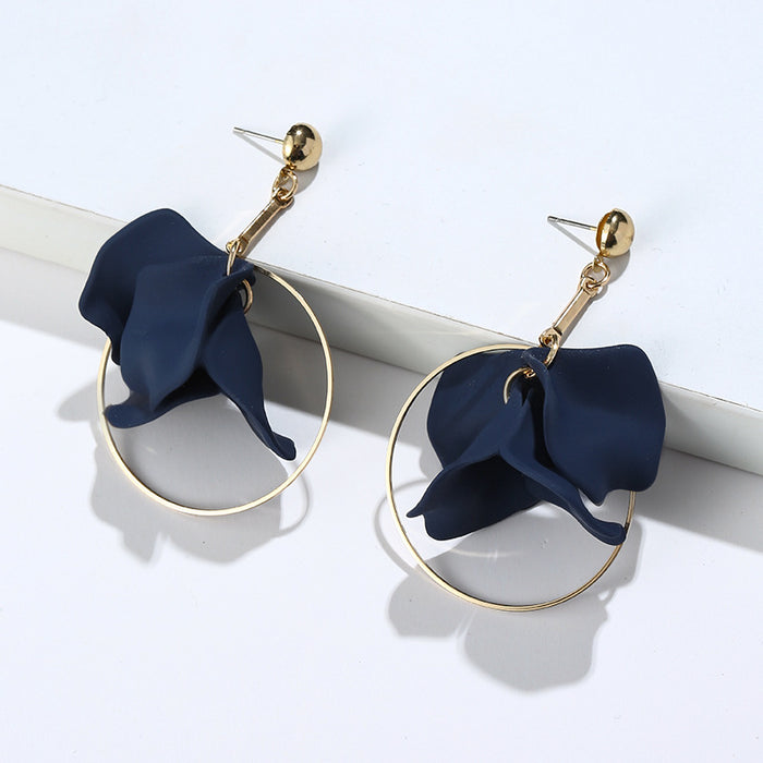 Wholesale Earrings Alloy Acrylic Circle Flowers MOQ≥2 JDC-ES-yefen011