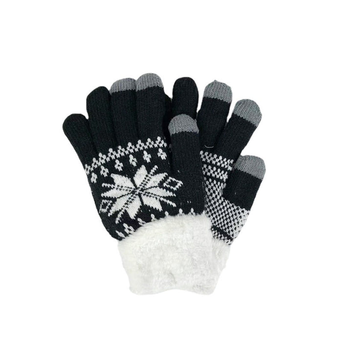 Wholesale Gloves Knitted Retro Snowflake Winter Warm Touch Screen MOQ≥2 JDC-GS-JunR005