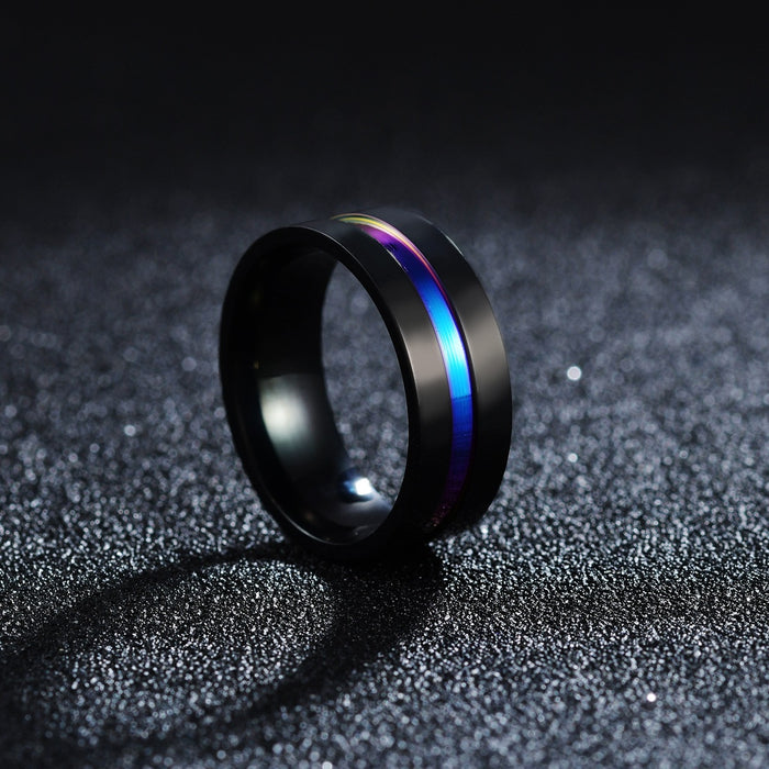 Wholesale Ring Titanium Steel Two Tone Frosted Men's Ring MOQ≥2 JDC-RS-ShouM004