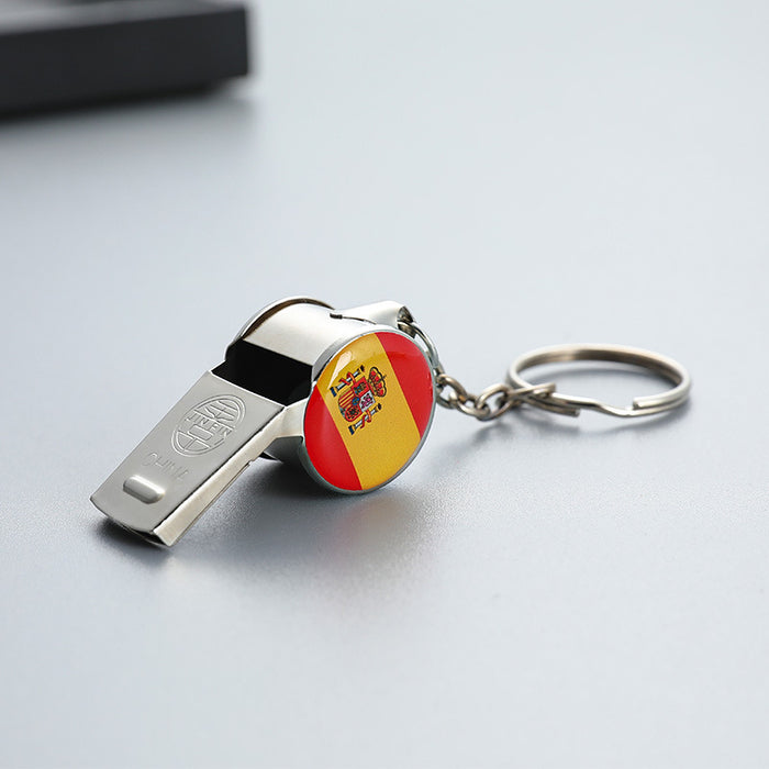 Wholesale Keychain Stainless Steel World Cup Fan Whistle Pendant JDC-KC-RuiQi001