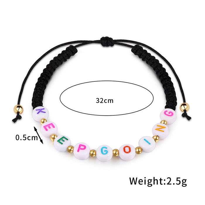Wholesale Bracelet Jade Thread Acrylic Alphabet Beads Hand Woven MOQ≥2 JDC-BT-YunC009