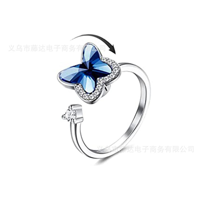 Wholesale Zircon Rotating Flower Small Bee Adjustable Copper Ring MOQ≥2 JDC-RS-TengD001