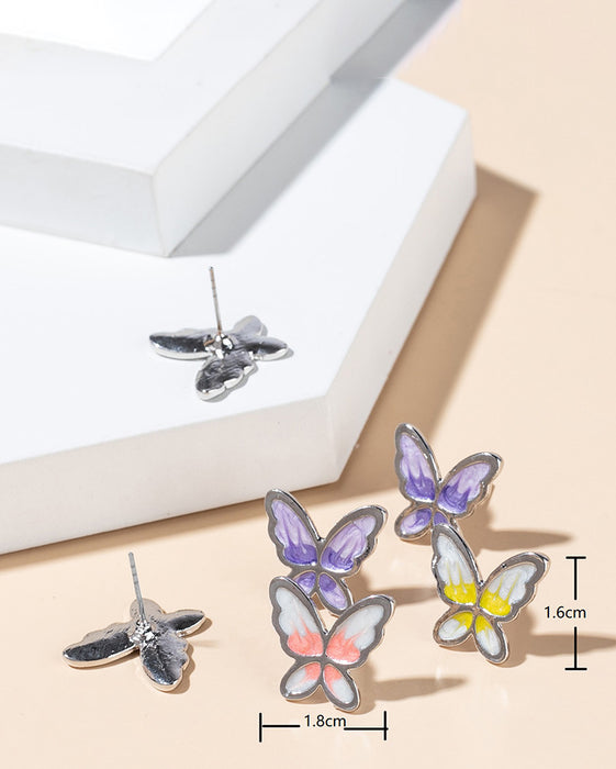 Wholesale Symphony Butterfly Color Alloy Earrings  MOQ≥3 JDC-ES-XLH003