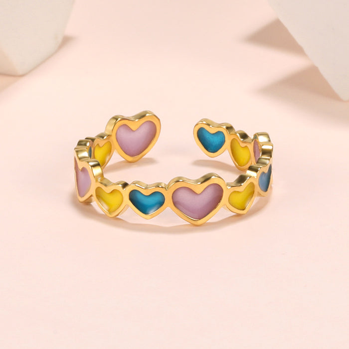 Wholesale Necklaces brass irregular heart-shaped luminous ring adjustable JDC-RS-MengJ003