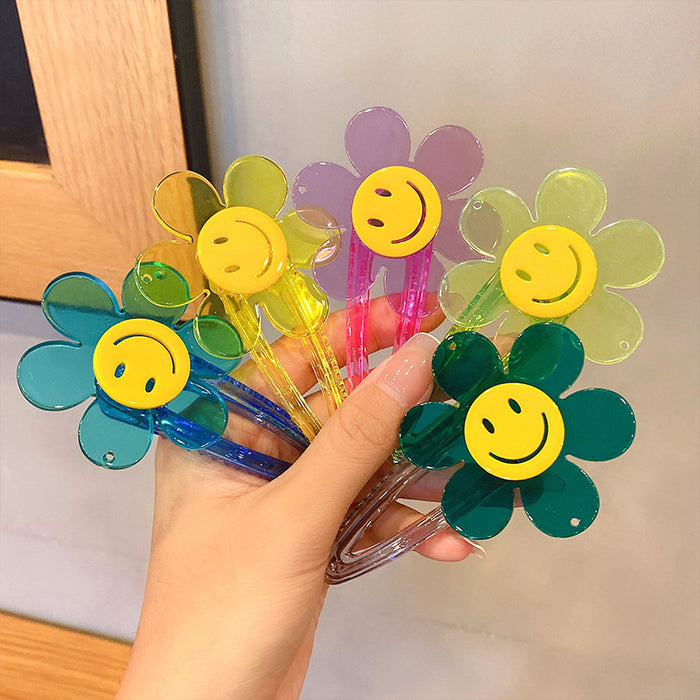 Wholesale Acrylic Hair Clip Cute Smiley Color Transparent Hairpin JDC-HC-I394