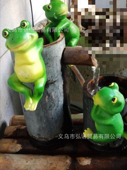 Wholesale Ornament Resin Bonsai Ornament Cartoon Small Animal Frog Hanging Basin MOQ≥2 JDC-OS-HongYu004