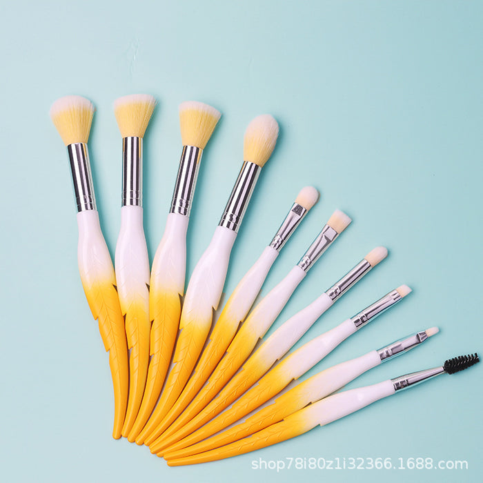 Wholesale Gradient Feather Nylon Plastic Makeup Brush Set JDC-MB-YiM004