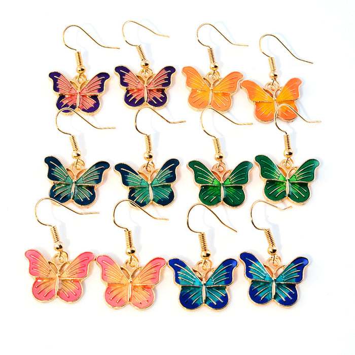 Pendientes de aleación de mariposa de color al por mayor MOQ≥2 JDC-ES-Kaiwei001