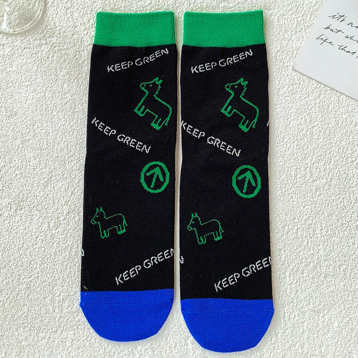 Wholesale mid tube socks green summer long tube letters street personality sports cotton socks JDC-SK-CYu009