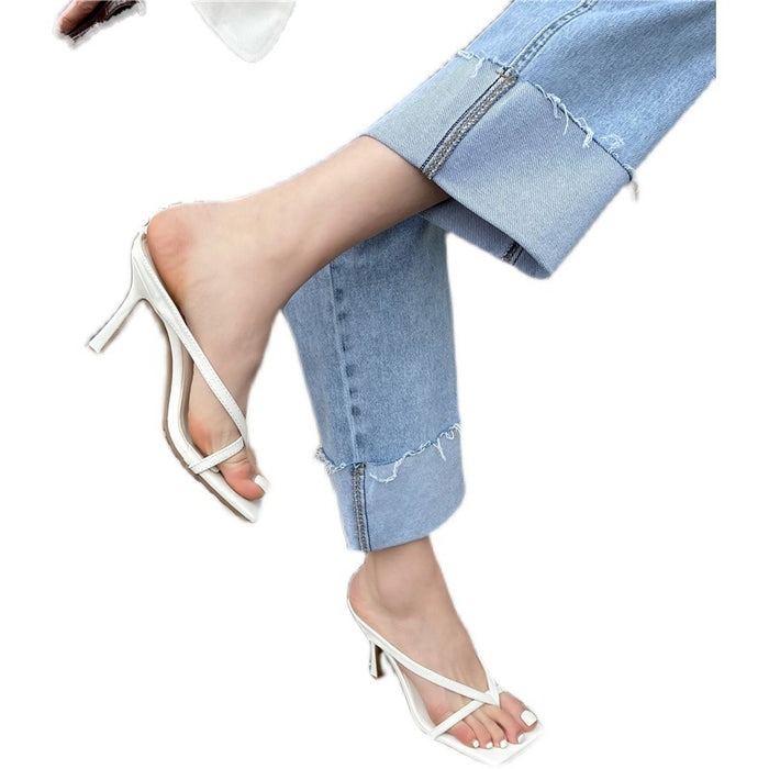Wholesale sandals square toe stiletto high heel flip flops JDC-SD-CWei001