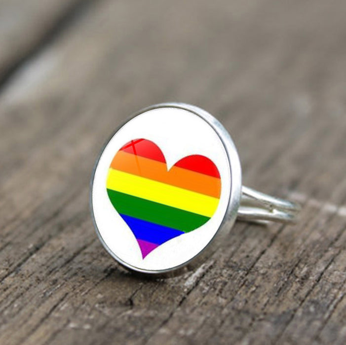 LGBT LGBT Orgullo Tiempo Gemstone Ring de cobre JDC-RS-XUS002