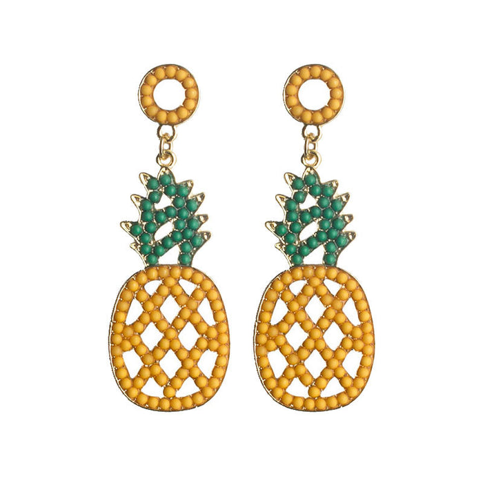 Wholesale Earrings Alloy Pineapple Flamingo Cactus Rice Beads MOQ≥6pairs JDC-ES-SuoC001