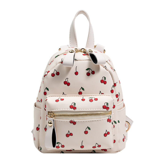 Wholesale PU Backpack Printed Cherry MOQ≥3 JDC-BP-Fuji001