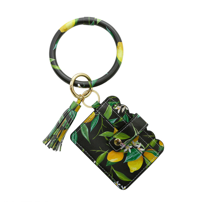 Wholesale Leather PU Tassel Card Holder Alloy Wrist Keychain JDC-KC-JM033