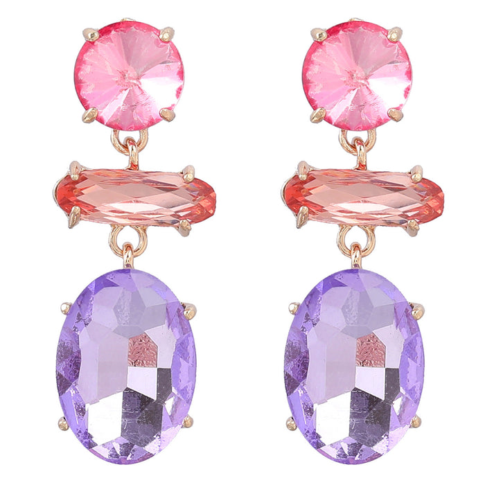 Wholesale Multilayer Geometric Earrings Alloy Glass Drill JDC-ES-JL1093