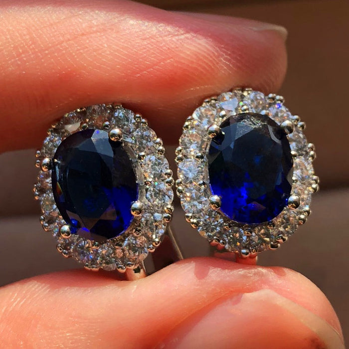 Wholesale blue zircon earrings JDC-ES-ery007