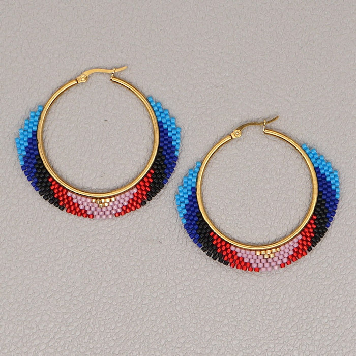 Wholesale Earrings Gold Beads Baroque Pearls Large Circle JDC-ES-PREMGBH002