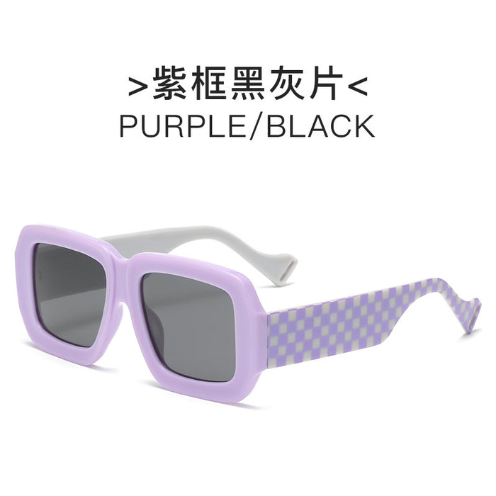 Wholesale sunglasses PC plaid wide leg frame MOQ≥2 JDC-SG-TaiG002