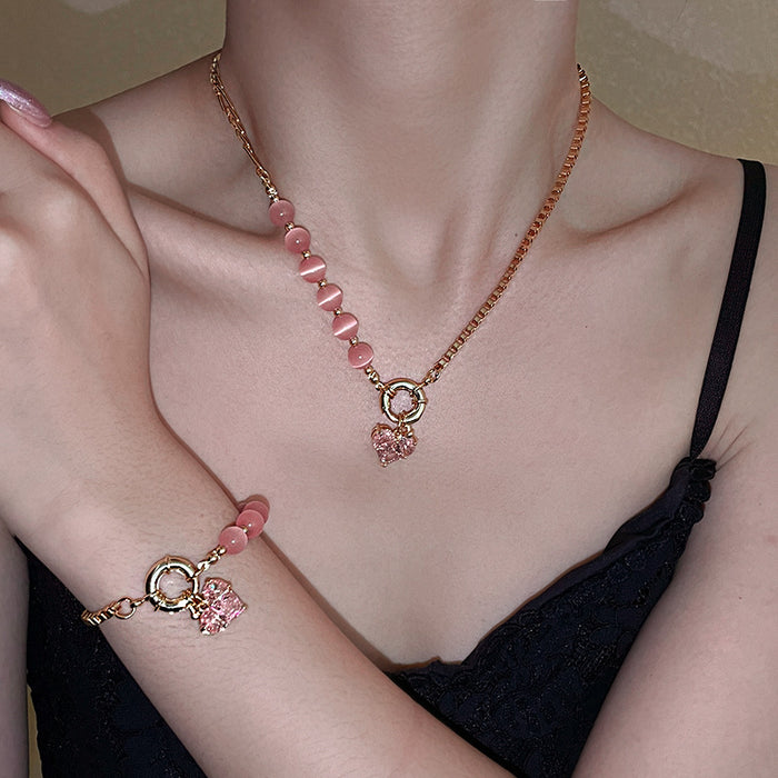 Wholesale Necklace Bracelet Earrings Metal Heart Premium Sense Pendant MOQ≥2 JDC-BT-WeiM002