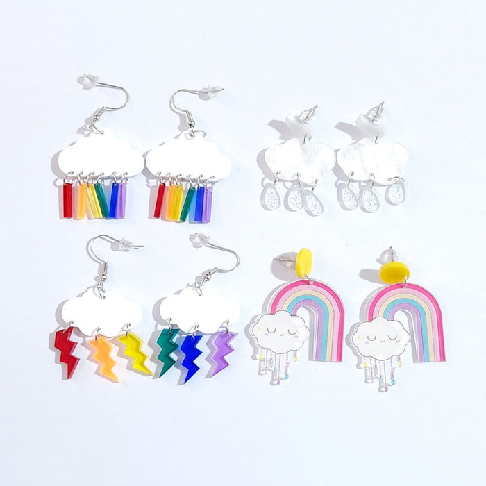 Wholesale Earrings Acrylic Transparent Cute Clouds Rainbow Lightning Raindrops JDC-ES-Xuep076