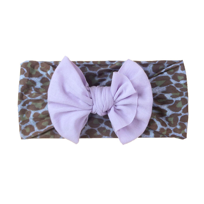 Wholesale leopard print solid color bow nylon bandana baby sweatband JDC-HD-ML030