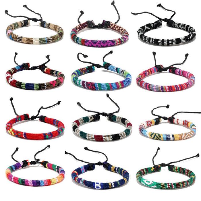 Wholesale Bracelet Fabric Colored Boho Weave MOQ≥3 JDC-BT-RonH003