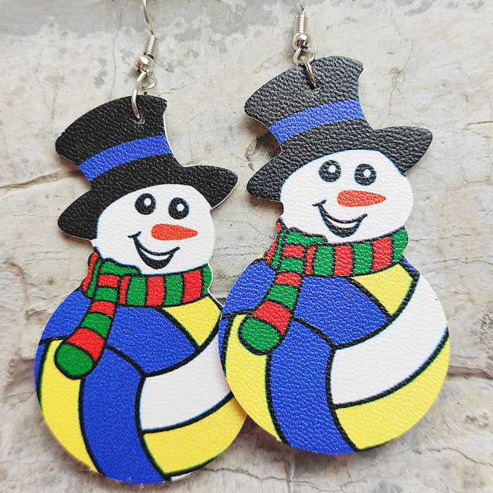 Wholesale Earrings Leather Christmas Snowman Rugby Basketball MOQ≥2 JDC-ES-HeYi063