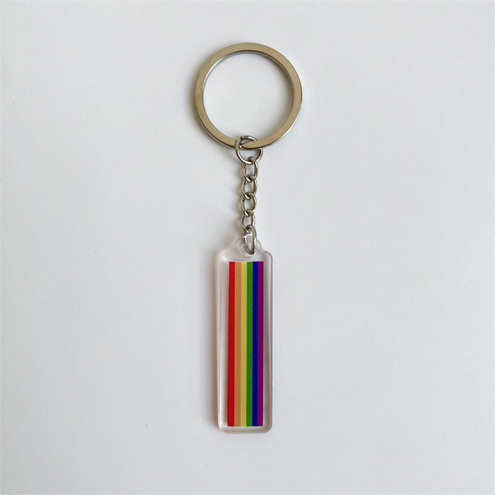 Wholesale LGBT Rainbow Acrylic Keychain Bag Bag Pendant Double Sided Pendant JDC-KC-HeRun001
