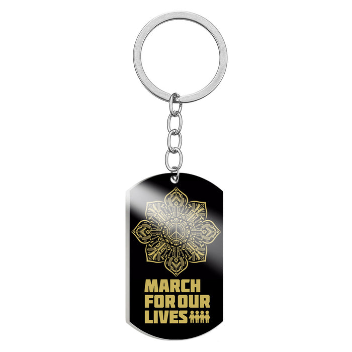 Wholesale MARCH FOROUR LIVES Stainless Steel Keychain MOQ≥2 JDC-KC-HuanYu004