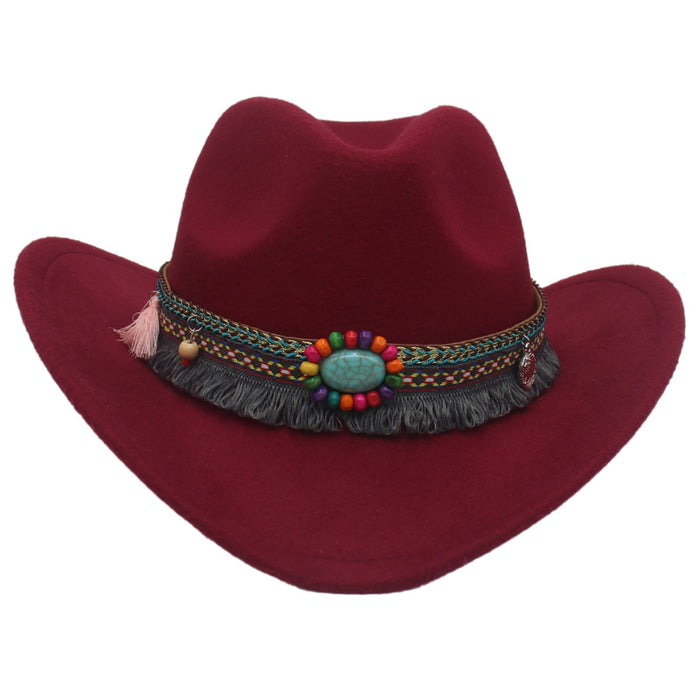 Wholesale Western Cowboy Hat Jeweled Accessories Cotton Jazz Hat JDC-FH-HanDi005