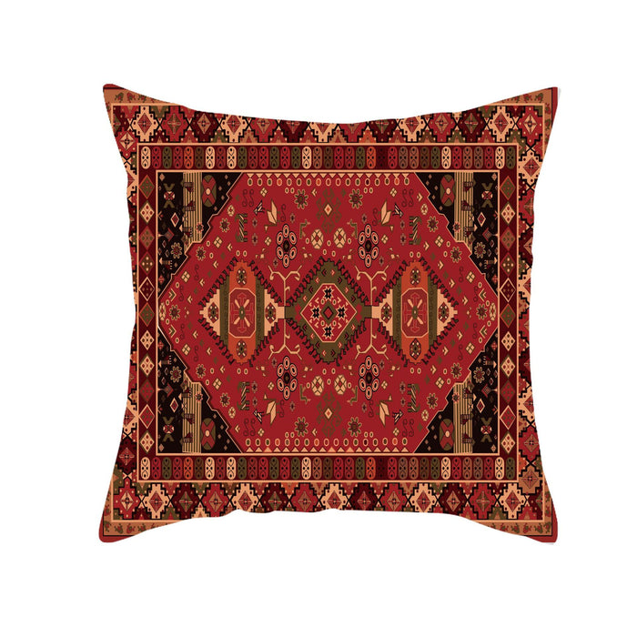 Wholesale Vintage Red Pattern Linen Throw Pillow JDC-PW-yuxin006