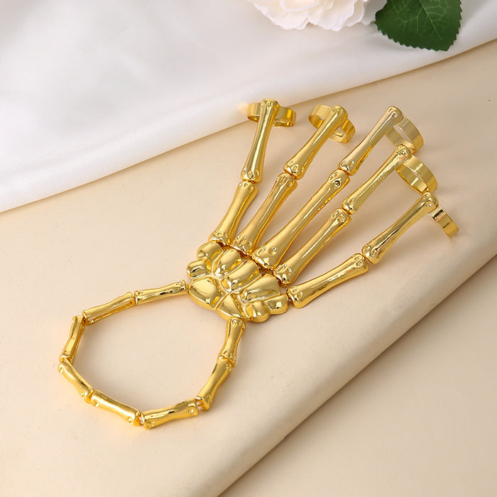 Wholesale Bracelet Alloy Punk Skull Hand Bone Versatile Five Finger Adjustable One Chain JDC-BT-MYL001
