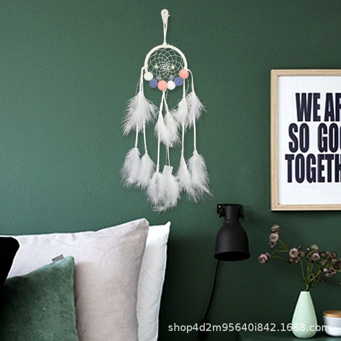 Wholesale Dreamcatcher Plastic Circle Feather Ball Wall Decoration MOQ≥2 JDC-DC-BNG006