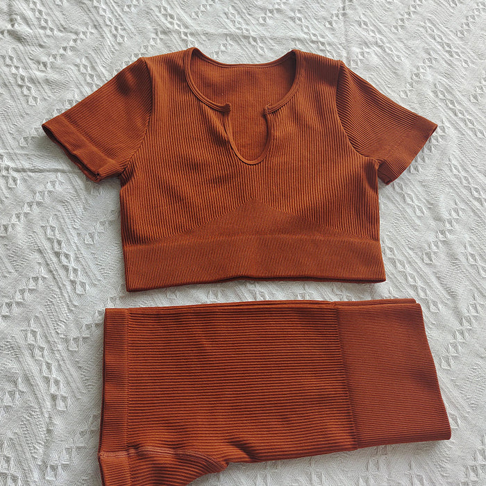 Wholesale Bust Short Sleeve Shorts Suit U Neck Seamless MOQ≥2 JDC-SW-Chunw002