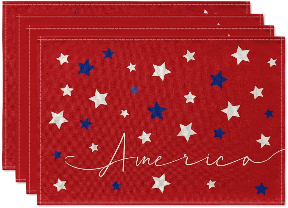 Wholesale 4th of July Independence Day Linen Dinner Table Coaster MOQ≥2 JDC-TC-OuH001