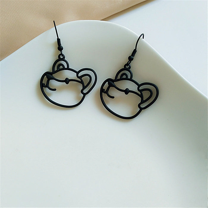 Wholesale Earrings Alloy Cute Creative Black Cartoon Bear JDC-ES-AiMei024