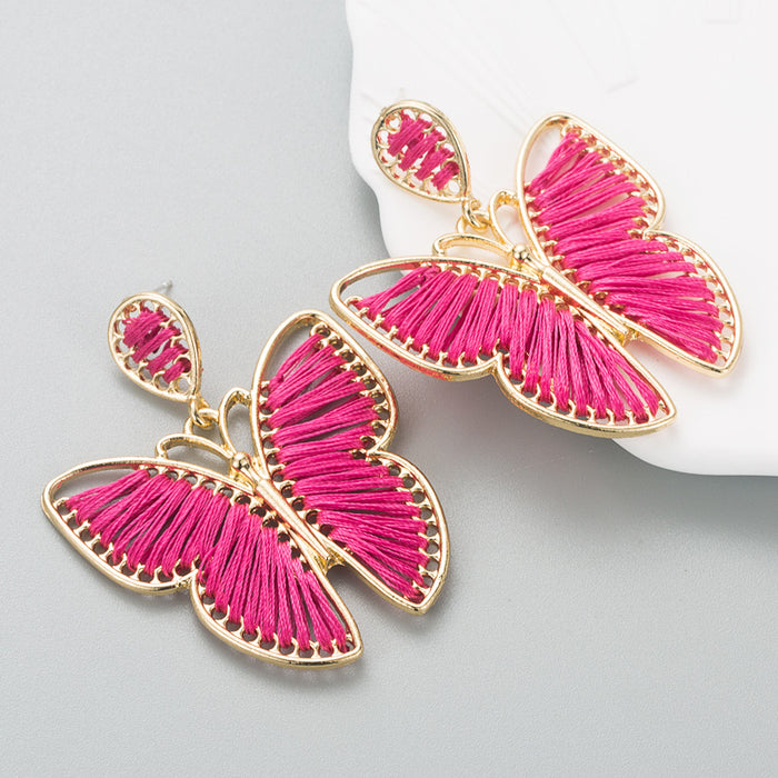 Wholesale Alloy Hand Braided Butterfly Earrings Creative Exaggeration JDC-ES-hemin033