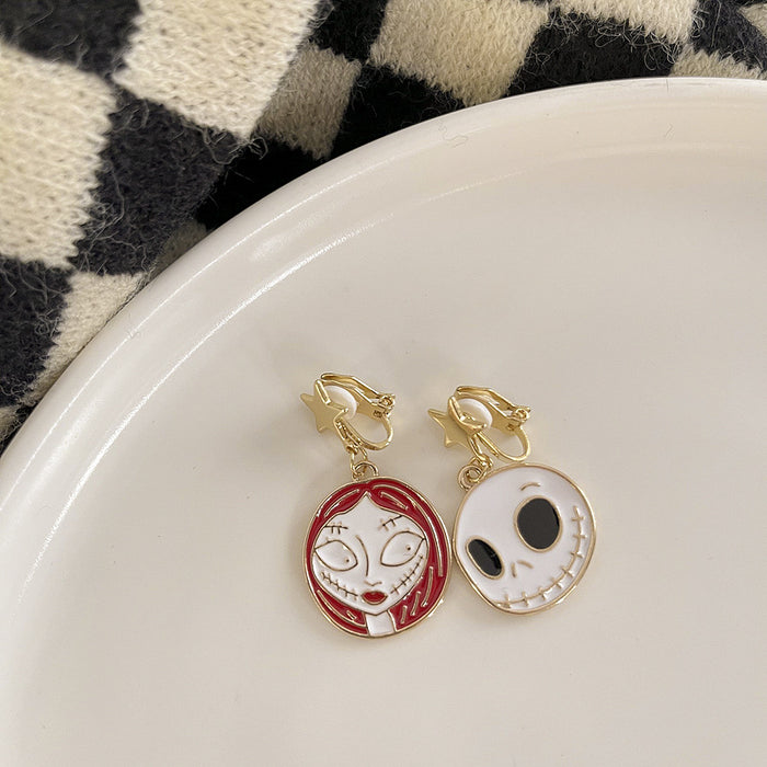 Wholesale Earrings Alloy Halloween Skull Ghost Stud Earrings Ear Clips JDC-ES-Tql015
