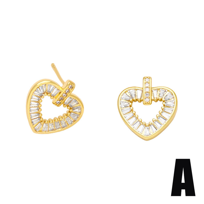 Wholesale Love Heart Earrings Copper JDC-ES-AS110